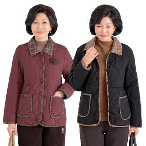 [엄마옷 로즈맘] 희연배색카라누빔패딩자켓