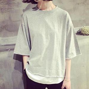 여자 7부 티셔츠 반팔 오버핏 박스티 무지 여름 옷 [W6A14BF]