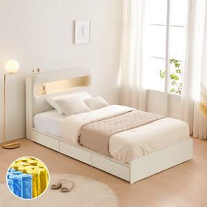 동서가구 클라우드 아쿠아패브릭 LED 1단 3서랍 수납침대 SS 9존독립매트포함 DF924820