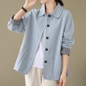 [블랙퀸] 체크소매 루즈핏 간절기 자켓 blk003789