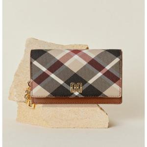 닥스 액세서리 여성 [스테디셀러]브라운 체크배색 소가죽 중지갑  (WCWA4F745W2)