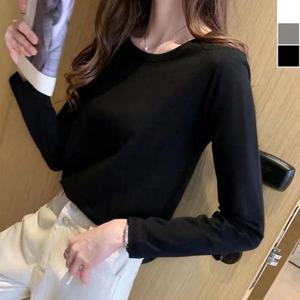 여성 라운드 모달 티셔츠 1P 데일리 심플 긴팔 무지티 [WCE86F0]
