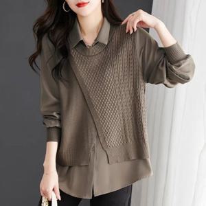 [몽벨리즈]사선니트베스트블라우스 mde2301543