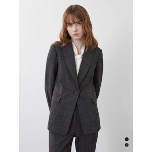 갤러리아_올리비아로렌 체크 슬림핏 원버튼 자켓 VOCGA3W9111