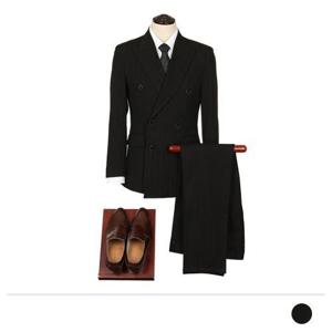 [모던브릭]텐션 블랙 스트라이프 더블 수트