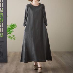 [쿠잉]베이직 디자인 봄 가을 데일리 여성 롱 원피스