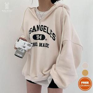 벨라도나 여성 가을  레터링 반집업 오버핏 후드티셔츠 루즈핏