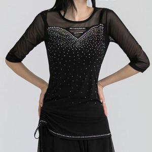 [까르죠아]별빛 블라우스 라틴댄스복 여성 여자 라인 스포츠댄스 상의 줌바 난타