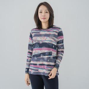 엄마옷 마담4060 색동플라워티셔츠-QTE2601055-