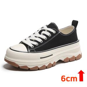 6cm 키높이 캔버스원단 통굽 여성 여자 슬립온 운동화 스니커즈 더힐슈즈