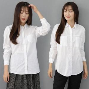 [오노마] ONM 여성 화이트 셔츠 루즈핏 기본핏 면 남방 정장 긴팔