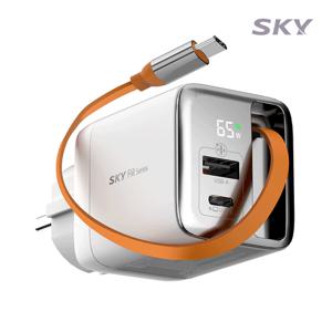 ★케이블 일체형★ 스카이 필 접지 GaN 65W PD LED 멀티 충전기 GaN65DC