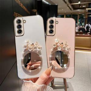 갤럭시S24 케이스/SM-S921 뷰티 플라워 미러 큐빅 케이스