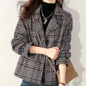 [패션시그널] 체크헤링본 스트링 더블자켓 7A6051