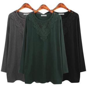 [허밍퍼플]여성용 2841-써니 레이스 레그런 긴팔티셔츠 단정한 여자옷 세련미 체형커버 빅사이즈 여성의..