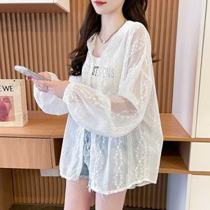 나바바 / NB2785 시스루 레이스 긴팔 후드 셔츠