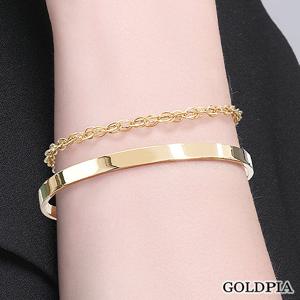 ★2월 혜택★  [골드피아] 18K 트리니티 입체 볼륨 팔찌 + 하프 뱅글 팔찌