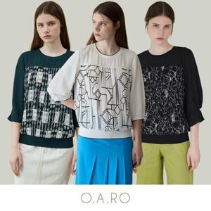 [오아로]25SS 여성 오아로 아트 플리츠 블라우스 3종