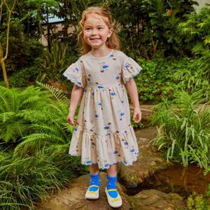 [밀리밤] 이랜드 키즈 밀리밤 피크닉 면 100% 공주그래픽 자수 셔링 원피스 MLOW2441A_7358