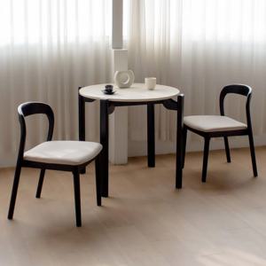 루아누 체어 고무나무 원목 패브릭 빈티지 식탁의자 카페 인테리어 의자 2colors