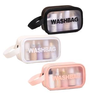 투명 워시백 여행용 휴대용 세면파우치 방수 물놀이가방 목욕가방 (원핸들/미디움)