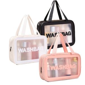 투명 워시백 여행용 휴대용 세면파우치 방수 물놀이가방 목욕가방 (투핸들/라지)