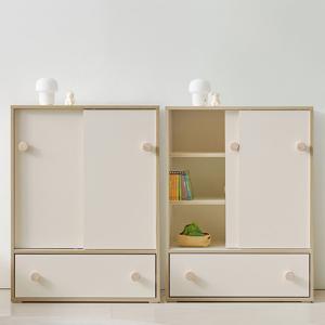 꼬꼬마 슬라이딩 서랍 선반형 옷장 800 2Colors 국내제작 어린이옷장 서랍장 3단선반