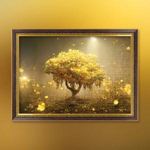 황금빛을 머금은 나무 미니 직소퍼즐 액자세트 2000피스 황금 돈나무 금전수