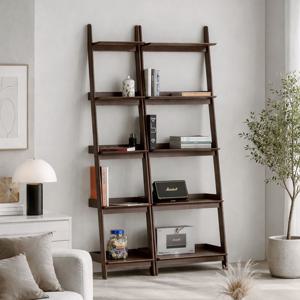 [예약판매]포르보 월넛 원목 사다리 수납 선반 5단 북선반 벽선반 북쉘프 북타워 400