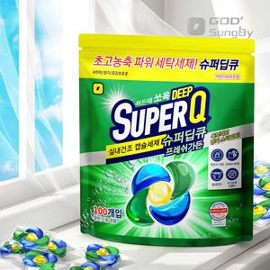 슈퍼딥큐 5in1 프레쉬가든 100개 캡슐세제 대용량 고농축 실내건조 드럼 일반 겸용 세제