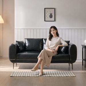 루덴 가죽 1인/2인/3인 모던 블랙 소파 (쿠션 증정)