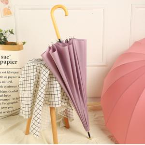 예쁜 패션 파스텔 16K 방수 튼튼한 장우산 자동 우드 우산