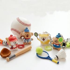 운동하는 강아지 동물 스포츠 키링 인형 - 프로야구 투수 타자 테니스 배드민턴 열쇠고리