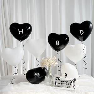 HBD 하트 풍선 일자 스탠드 세트 블랙 생일 패키지 포토존 해피벌스데이