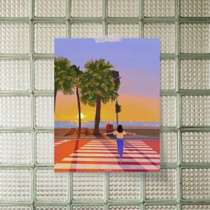 여름 노을 바다 감성 일러스트 포스터 액자 A3