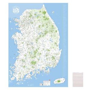 에이든 대한민국 100대 명산 포스터 - 우리나라지도 등산 국내지도 한국 산림청 등반