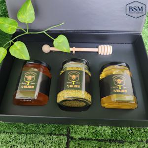 BSM 국산 프리미엄 천연 벌집꿀 벌꿀 꿀화분 선물세트 (아카시아+야생화+비폴렌)