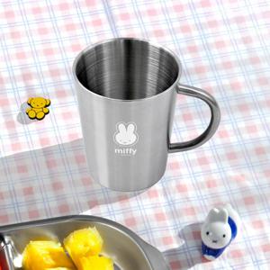 화이트미피 이중 스텐 어린이 아동 손잡이컵 300ml 머그 잔 커피 티 캠핑 식당 카페