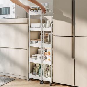 퍼펙트핏 넓이조절 이동식 선반 슬림 틈새 트롤리 4size