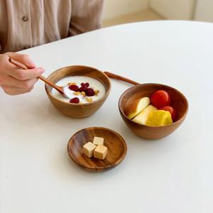아카시아통원목 식기세트 - 요거트볼 2인세트 시리얼스푼