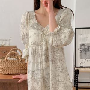 뜨왈 요루면 캡내장 원피스 잠옷 공주 빅사이즈 파자마 임산부 홈웨어