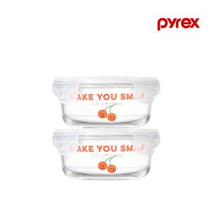 파이렉스 노티드2 4면 밀폐용기 원형 380ml 2P