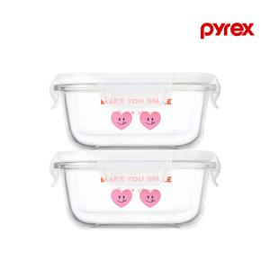 파이렉스 노티드2 4면 밀폐용기 정사각 510ml 2P