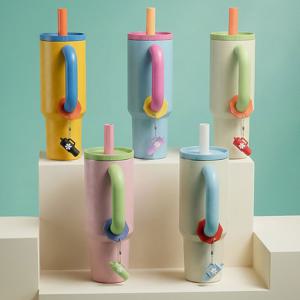 대용량 빨대 텀블러 1200ml / 보온보냉 이중진공 304스텐 컬러 보온병