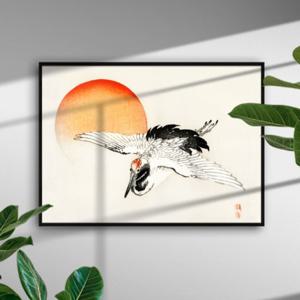 학 그림 동양화 무병장수 건강기원 그림 태양 해 일본 민화 포스터 액자 성공 행운 액자