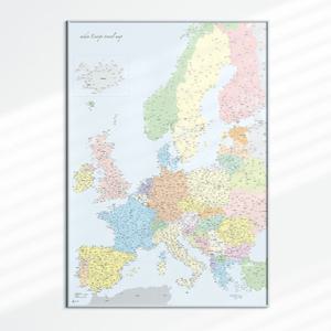 에이든 유럽지도 포스터 전도 세로 가로 양면 - 크게 보기 한글 32개 전체 도시 고화질