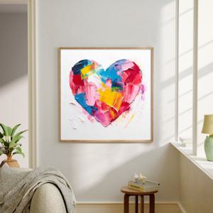 하트 그림 액자 포스터 컬러풀 물감 유화 정사각액자