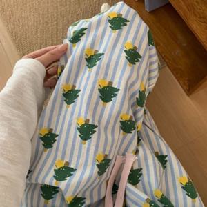 메리 트리 블루 스트라이프 순면 피치기모 홈웨어 롱 팬츠 1color