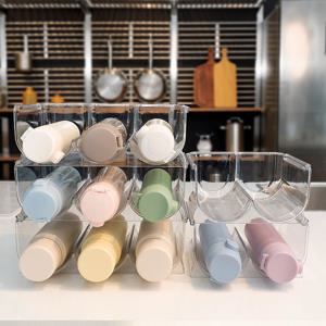 텀블러 정리함 2구용,  물병 거치대 보관함 와인렉 투명 수납 정리대