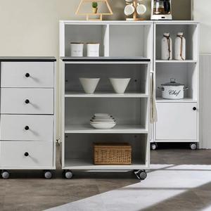 북유럽풍 감성 바퀴 이동식 오픈형 주방 수납장 전자렌지 키큰장 슬라이딩